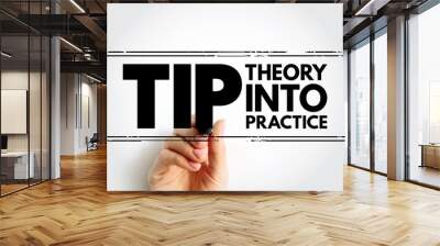 TIP - Theory Into Practice acronym text stamp, education concept background Wall mural