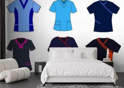 A collection of scrubs uniforms for nurses and doctors Wall mural