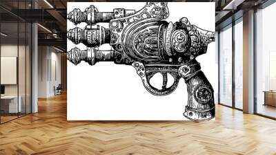 antique toy gun hand drawn vintage engraving illustration style Wall mural