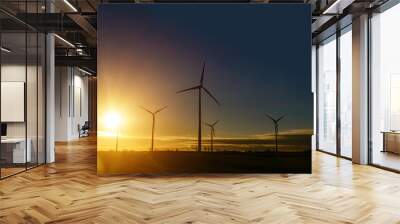 Wind power plants in sunlight. Toning Wall mural