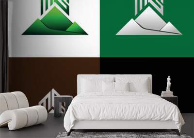 Company logo vector illustration with font M and G. Suitable for green eco company and gold company logo. Wall mural