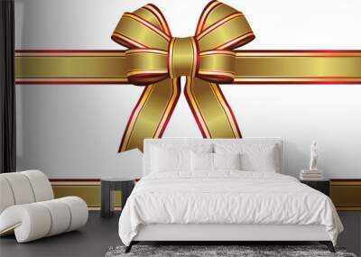 Gold Christmas bow with gold trim Wall mural