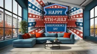 Abstract american patriotic background with shield Wall mural