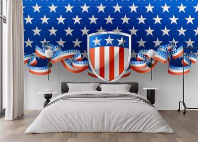 Patriotic background with shield Wall mural