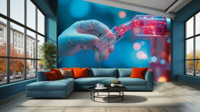 Digital concept background. Technology background. Illustration digital. Futuristic technology Virtual Visions of Health concept. Internet technology  generative AI Wall mural