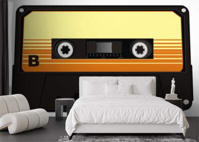 audio, cassette, audio cassette, music, retro, old, magnetic  track, illustration, cartoon, plastic, technology, side, side b Wall mural