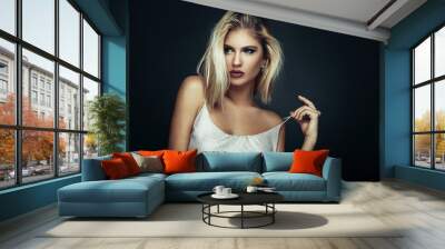 beauty portrait of a young blonde woman Wall mural