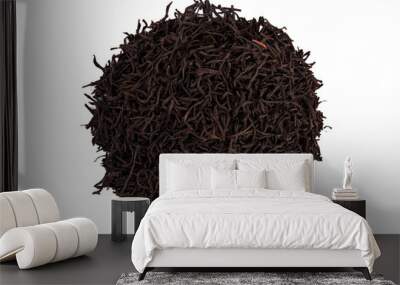 Heap dry black tea isolated on white background Wall mural