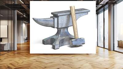 Blacksmith anvil and hammer 3D Wall mural