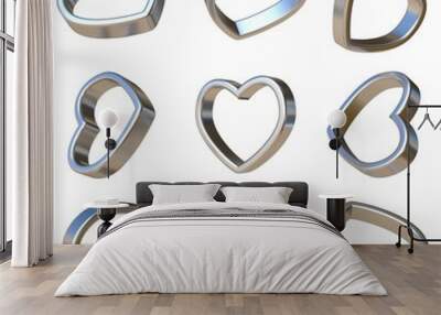 Metal dimensional hearts 3D Wall mural