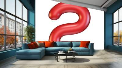 Red glossy font Number 2 TWO 3D Wall mural