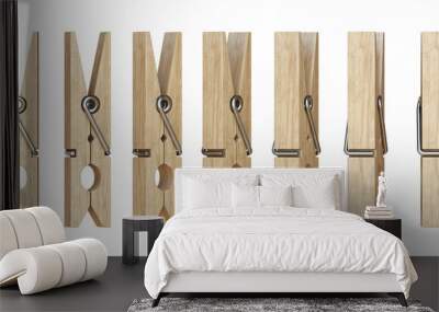 Wooden clothespins 3D Wall mural