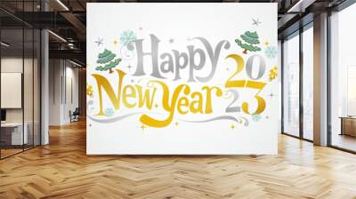 vector illustration of Happy New Year 2023 concepts creative design for social media template, seasonal greeting cards invitation covering pages, calendar business and corporate front page, printable Wall mural