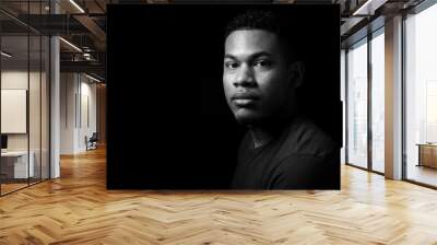 Beautiful handsom young man black and white Wall mural