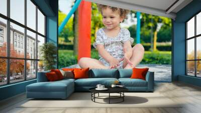 Beautiful little toddler girl outside Wall mural