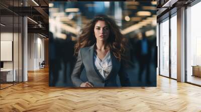 Businesswoman with long exposure Wall mural