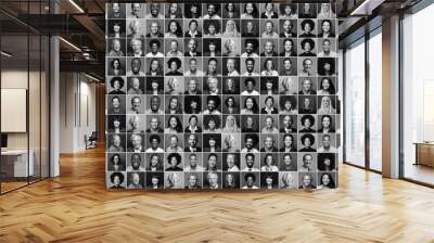 Group of 28 beautiful people in front of a background Wall mural