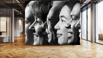 Group of 5 different people in a row Wall mural