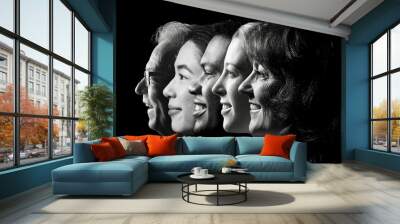 Group of 5 different people in a row Wall mural