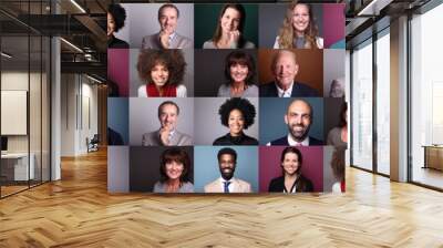 Group of 9 beautiful people in front of a background Wall mural