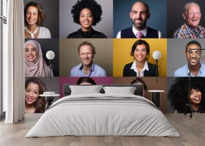 Group of beautiful people in front of a background Wall mural