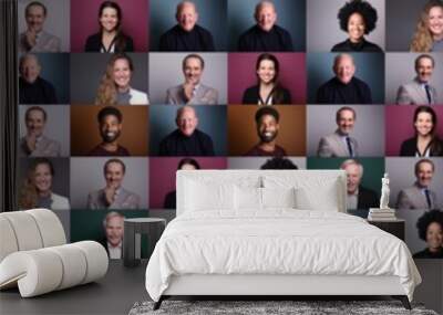 Group of people in front of a background Wall mural