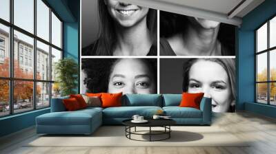 Group of women in front of a dark background Wall mural