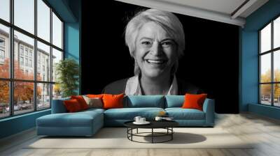 Portrait of a mature woman doing facial expressions Wall mural