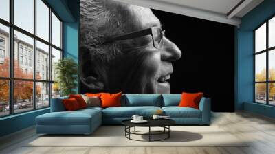 Portrait of an old man with facial expression Wall mural