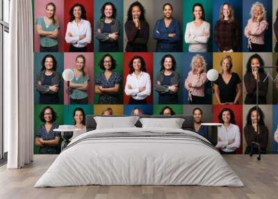 Portraits of 12 beautiful commercial powerfull women Wall mural