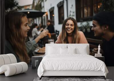 The Joy of Eating Out with Friends Wall mural