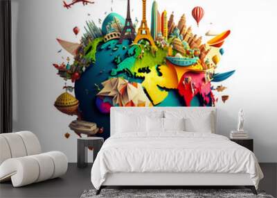 Time to travel around the world! (AI Generated) Wall mural