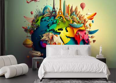 Time to travel around the world! (AI Generated) Wall mural