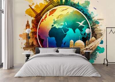 Time to travel around the world! (AI Generated) Wall mural