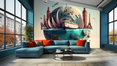 Time to travel around the world! (AI Generated) Wall mural