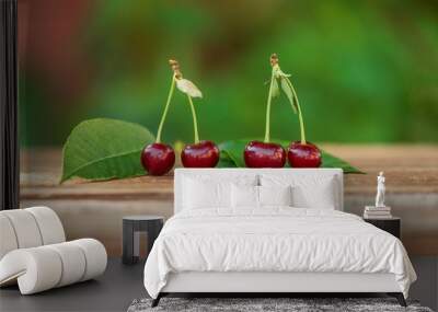 cherry fruits on table Wall mural