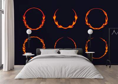 Circle fire frame cartoon vector illustration collection Wall mural