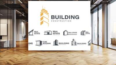 Collection of Building logo, real estate logo, property logo design for business company identity Wall mural