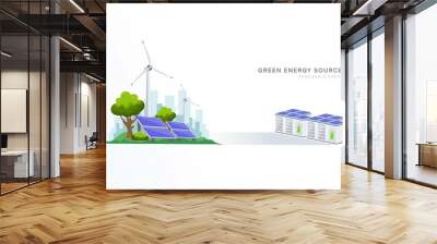 Green energy power plant concept design for Ecology friendly, sustainable development, and clean earth environment. Wall mural