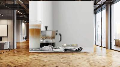 Two cups of coffee with a white background Wall mural