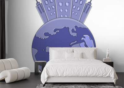 earth designs that are starting to be filled with cities and with a full blue concept Wall mural