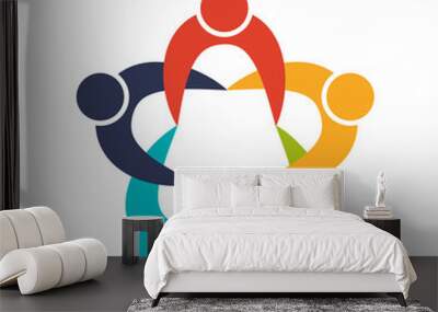 Abstract people and support concept represented by teamwork icon. Isolated and flat illustration Wall mural