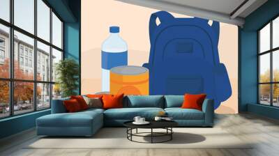 backpack and disaster kit Wall mural