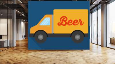 Beer truck icon. Drink beverage delivery and alcohol theme. Colorful design. Vector illustration Wall mural