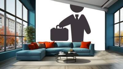 businessman suitcase pictogram necktie business financial item icon. Flat and Isolated design. Vector illustration Wall mural