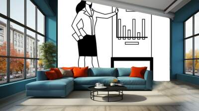 businesswoman standing with graphs on white background Wall mural