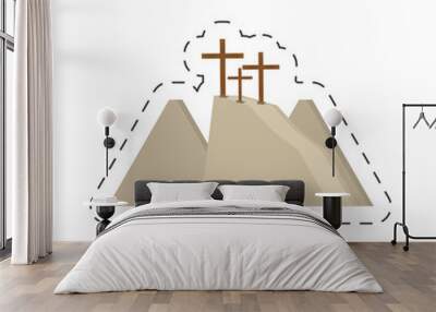 cartoon calvary hill three crosses vector illustration eps 10 Wall mural