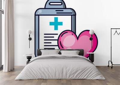 clipboard checklist with heart love Wall mural