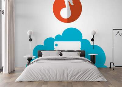 Cloud computing design. Trip icon. Flat illustration Wall mural