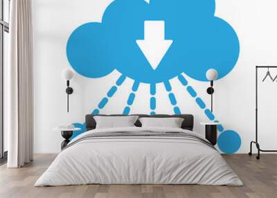 cloud storage with  download arrow and sharing dots over white background. vector illustration Wall mural